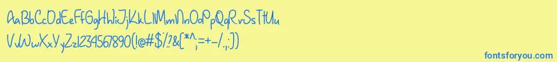 fuente January Handwriting   – Fuentes Azules Sobre Fondo Amarillo