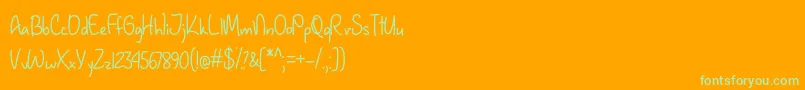 January Handwriting   Font – Green Fonts on Orange Background