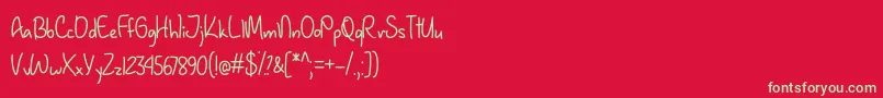 January Handwriting   Font – Green Fonts on Red Background