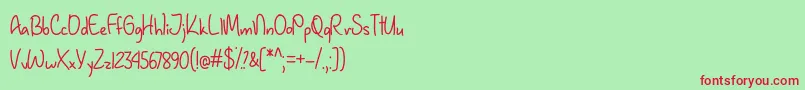 January Handwriting   Font – Red Fonts on Green Background