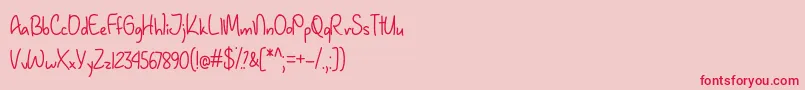 January Handwriting   Font – Red Fonts on Pink Background