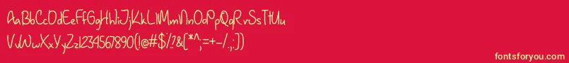 January Handwriting   Font – Yellow Fonts on Red Background