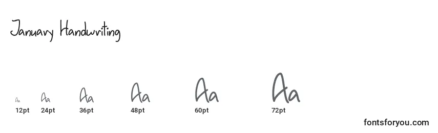 January Handwriting   Font Sizes