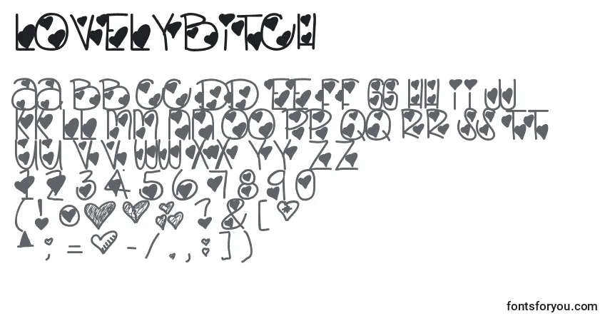 Lovelybitch-fontti – aakkoset, numerot, erikoismerkit