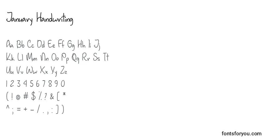 Czcionka January Handwriting   (130680) – alfabet, cyfry, specjalne znaki
