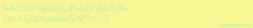 Fonte January Handwriting   – fontes verdes em um fundo amarelo