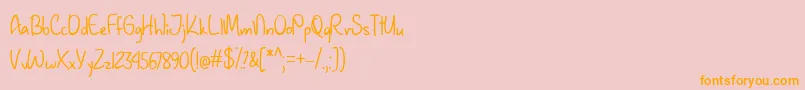 January Handwriting  -Schriftart – Orangefarbene Schriften auf rosa Hintergrund