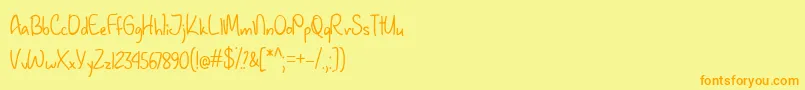 January Handwriting   Font – Orange Fonts on Yellow Background