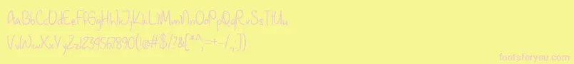 January Handwriting   Font – Pink Fonts on Yellow Background