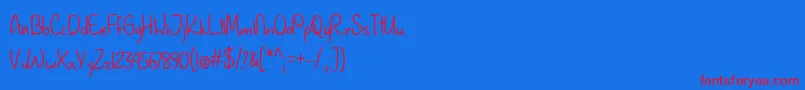 January Handwriting   Font – Red Fonts on Blue Background