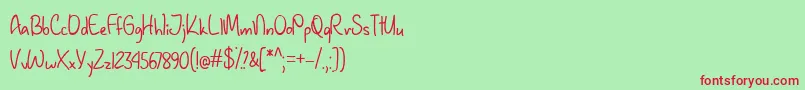 January Handwriting   Font – Red Fonts on Green Background