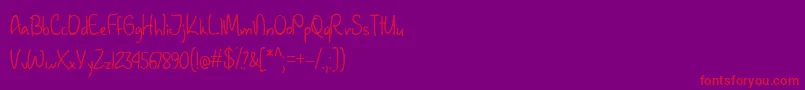 January Handwriting  -Schriftart – Rote Schriften auf violettem Hintergrund