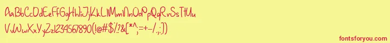 January Handwriting   Font – Red Fonts on Yellow Background