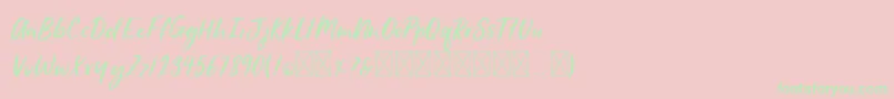 January handwritten-Schriftart – Grüne Schriften auf rosa Hintergrund