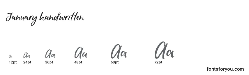 January handwritten Font Sizes