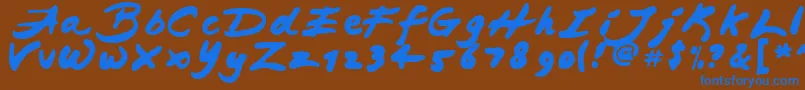 フォントJAPAB    – 茶色の背景に青い文字
