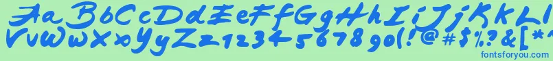 JAPAB   -fontti – siniset fontit vihreällä taustalla