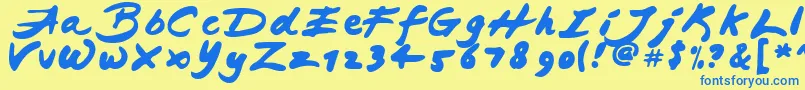 JAPAB   -Schriftart – Blaue Schriften auf gelbem Hintergrund