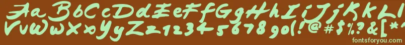 フォントJAPAB    – 緑色の文字が茶色の背景にあります。