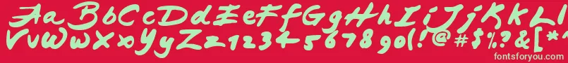 フォントJAPAB    – 赤い背景に緑の文字