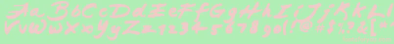 JAPAB   -fontti – vaaleanpunaiset fontit vihreällä taustalla