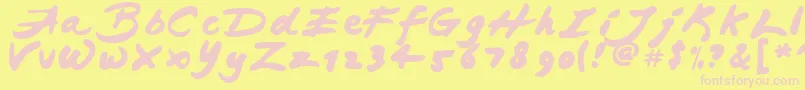 JAPAB   -fontti – vaaleanpunaiset fontit keltaisella taustalla