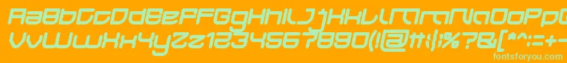 Шрифт JAPAN Bold Italic – зелёные шрифты на оранжевом фоне