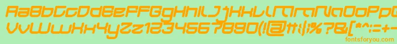 JAPAN Bold Italic-fontti – oranssit fontit vihreällä taustalla