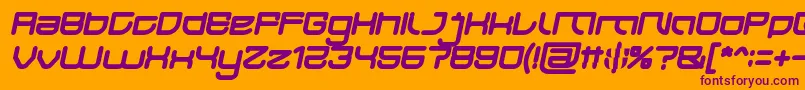 Fonte JAPAN Bold Italic – fontes roxas em um fundo laranja