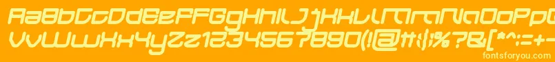 JAPAN Bold Italic-fontti – keltaiset fontit oranssilla taustalla