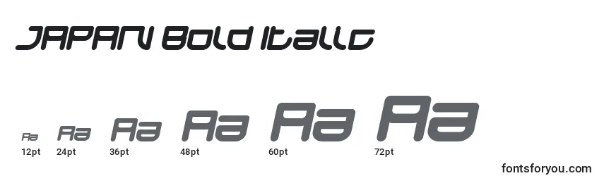 Размеры шрифта JAPAN Bold Italic