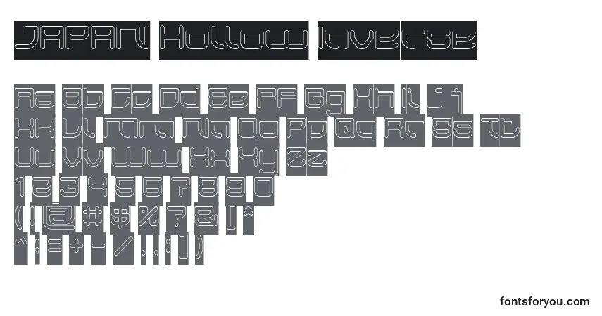 Czcionka JAPAN Hollow Inverse – alfabet, cyfry, specjalne znaki
