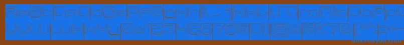 フォントJAPAN Hollow Inverse – 茶色の背景に青い文字