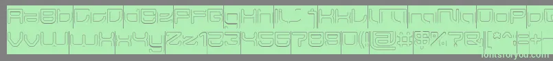 JAPAN Hollow Inverse-Schriftart – Grüne Schriften auf grauem Hintergrund