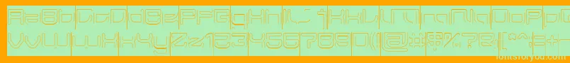JAPAN Hollow Inverse-Schriftart – Grüne Schriften auf orangefarbenem Hintergrund