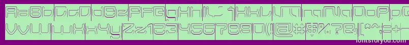 JAPAN Hollow Inverse-Schriftart – Grüne Schriften auf violettem Hintergrund