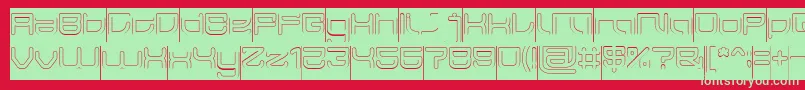 JAPAN Hollow Inverse-Schriftart – Grüne Schriften auf rotem Hintergrund