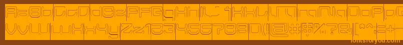 Fonte JAPAN Hollow Inverse – fontes laranjas em um fundo marrom
