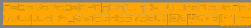 フォントJAPAN Hollow Inverse – オレンジの文字は灰色の背景にあります。