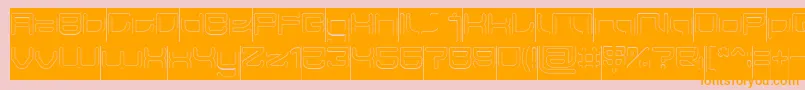 JAPAN Hollow Inverse-Schriftart – Orangefarbene Schriften auf rosa Hintergrund