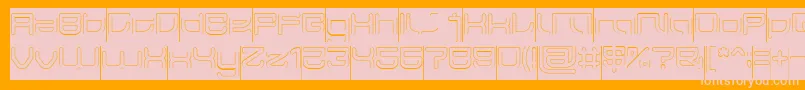JAPAN Hollow Inverse-Schriftart – Rosa Schriften auf orangefarbenem Hintergrund