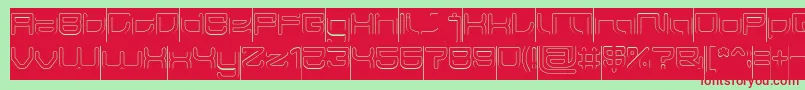 JAPAN Hollow Inverse-Schriftart – Rote Schriften auf grünem Hintergrund