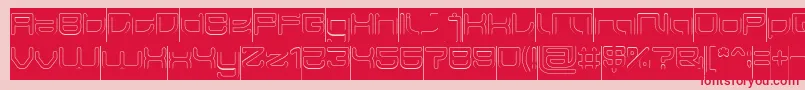 JAPAN Hollow Inverse-fontti – punaiset fontit vaaleanpunaisella taustalla