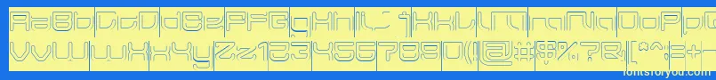 フォントJAPAN Hollow Inverse – 黄色の文字、青い背景
