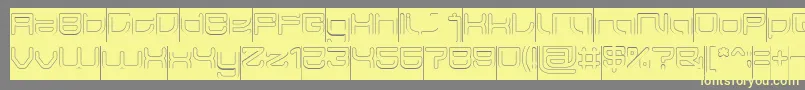 JAPAN Hollow Inverse-Schriftart – Gelbe Schriften auf grauem Hintergrund