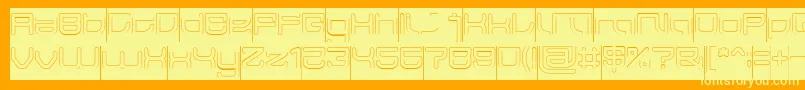 Czcionka JAPAN Hollow Inverse – żółte czcionki na pomarańczowym tle