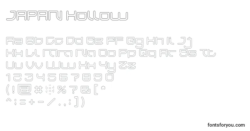 Шрифт JAPAN Hollow – алфавит, цифры, специальные символы