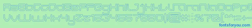 フォントJAPAN Hollow – 青い文字は緑の背景です。