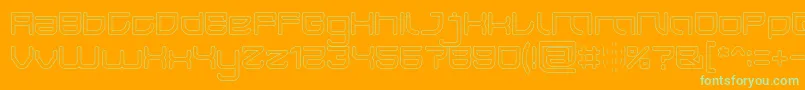 JAPAN Hollow-Schriftart – Grüne Schriften auf orangefarbenem Hintergrund