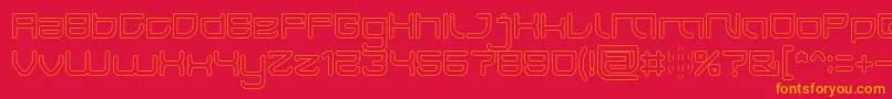 JAPAN Hollow-Schriftart – Orangefarbene Schriften auf rotem Hintergrund